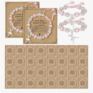 Pink and Silver Charm Bracelet Set